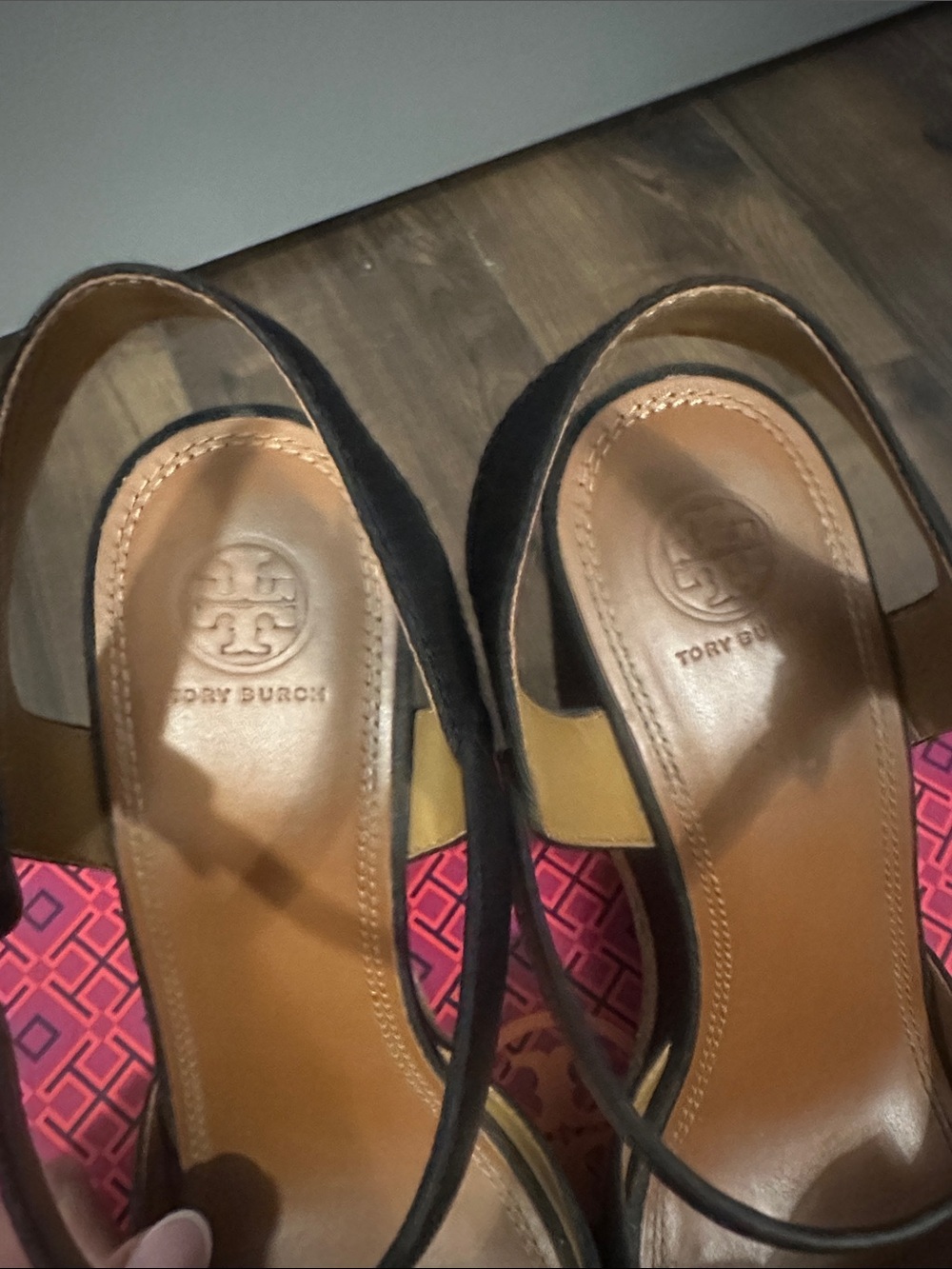 Tory Burch Black Bow Espadrille Wedge Sandals - Picture 2 of 7
